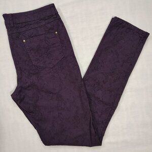 Long Tall Sally Slim Fit Jeans Deep Purple Jacquard Womens Size 12 High Rise